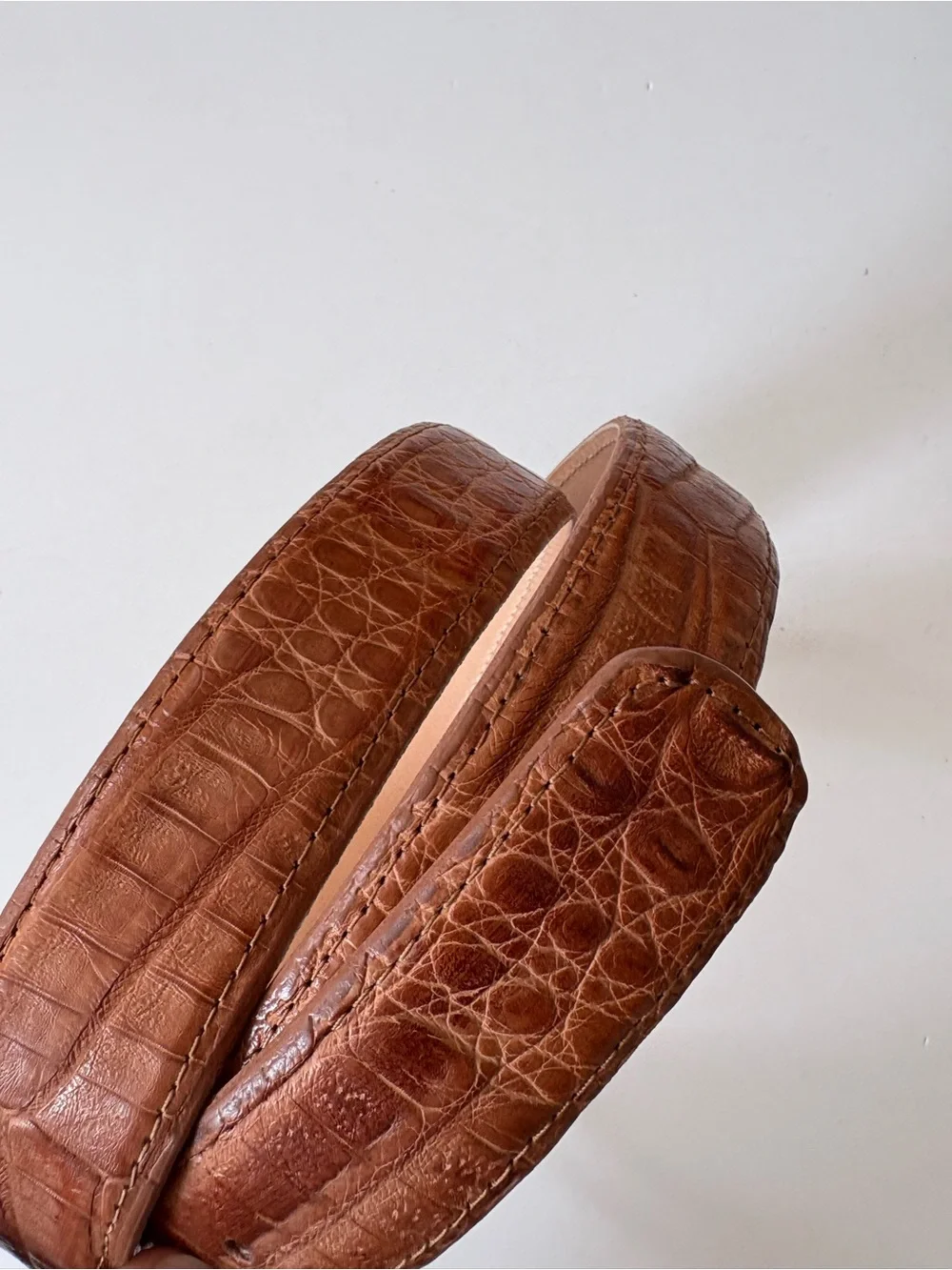 Tecovas || Caiman Leather Belt Exotic Alligator Crocodile Cognac Tan 40